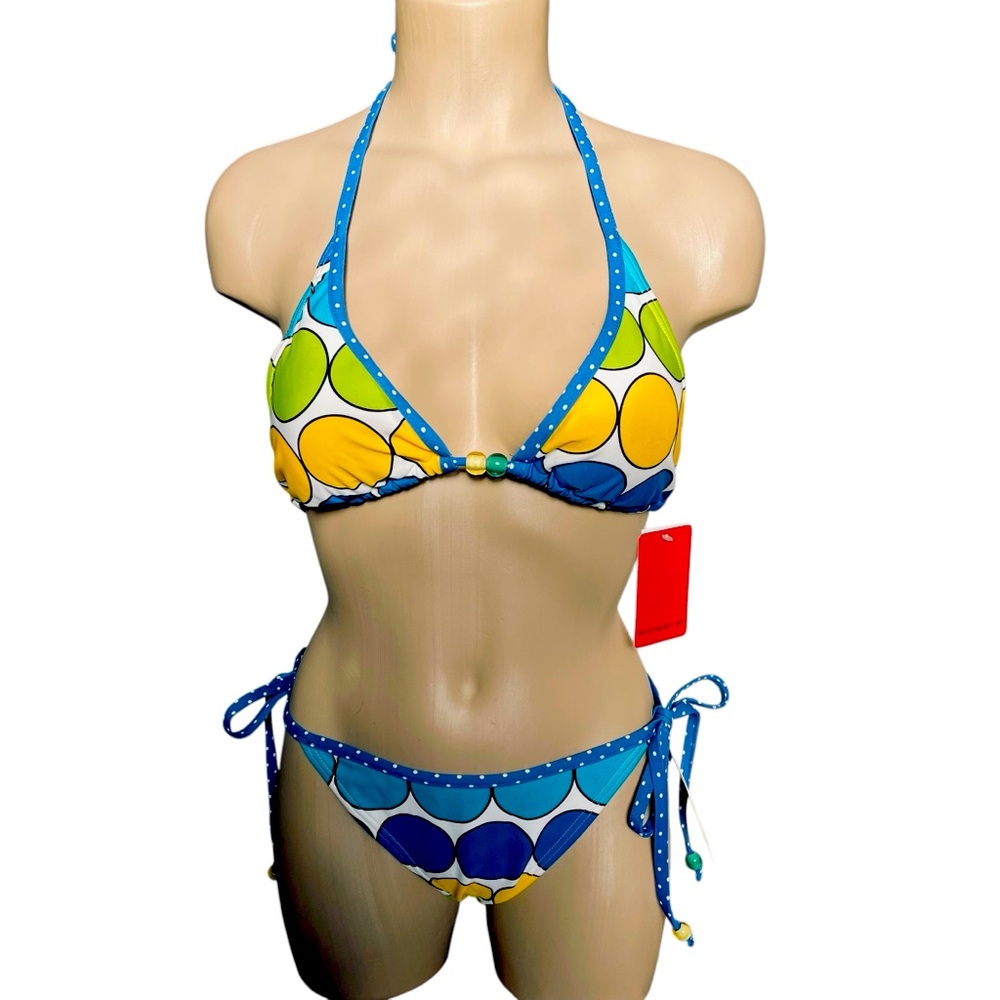 GOSSIP Shake It Up Two Piece Bikini Swimsuit Alvins Island Blue Size M L